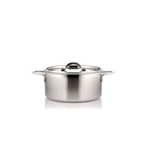 Bon Chef 60302-2ToneSSHL Country French Two Tone Stainless Steel Pot with Hinged Lid, 4 Qt. 9 oz.