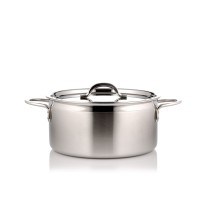 Bon Chef 60303-2ToneSS Country French Two Tone Stainless Steel Pot with Cover, 5 Qt. 22 oz.