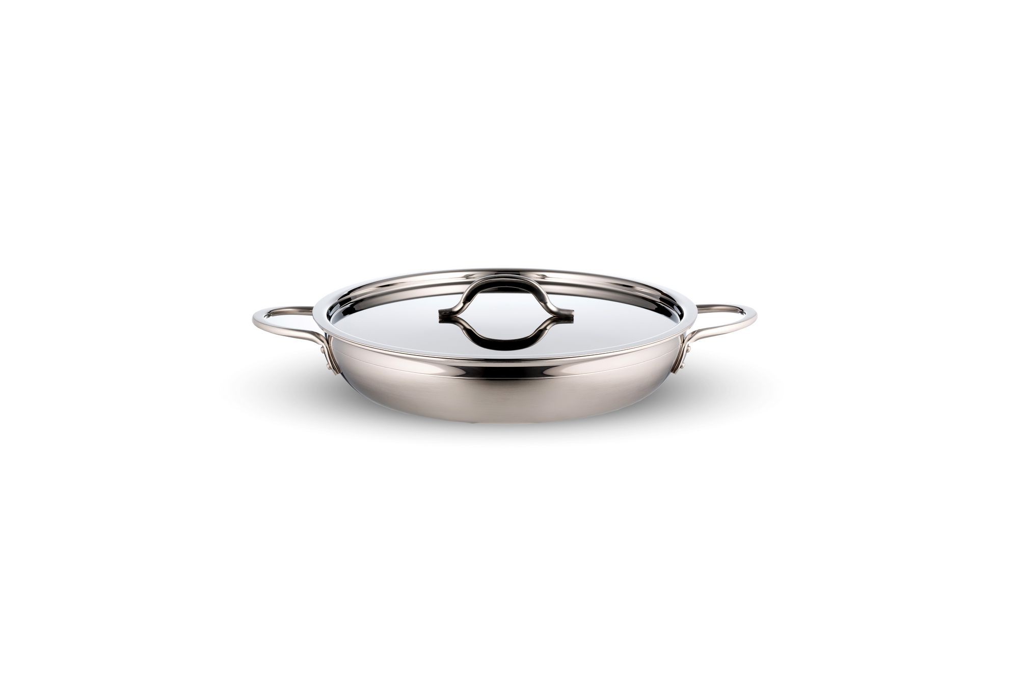 Bon Chef 60304-2ToneSS Country French Two Tone Stainless Steel Saute Pan with Cover, Double Handle, 1 Qt. 20 oz.