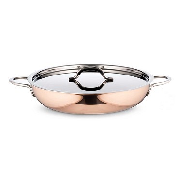 Bon Chef 60304-Copper Country French Copper Saute Pan with Cover and Double Handle, 1 Qt. 20 oz.