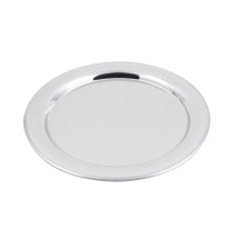 Bon Chef 61330 Stainless Steel Round Tray with Bead Border, 13&quot; Dia.
