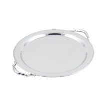 Bon Chef 61335 Stainless Steel Round Tray with Handles, Etching, and Bead Border, 15&quot; Dia.