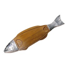 Bon Chef 9004 Salmon Dish with Wood Body, Pewter Glo 36&quot; x 8&quot;
