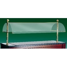 Bon Chef 90082 Double Sided Brass Clear View Sneeze Guard for 8&#39; Buffet, 88 1/2&quot; x 32 1/2&quot; x 31&quot;