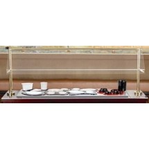 Bon Chef 90085 Single Sided Brass Clear View Sneeze Guard for 6&#39; Buffet, 64 1/2&quot; x 16 1/4&quot; x 31&quot;