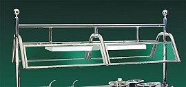 Bon Chef 90091SS Double Sided Stainless Steel Sneeze Guard for 5 1/2' Buffet, 58" x 18" x 44"