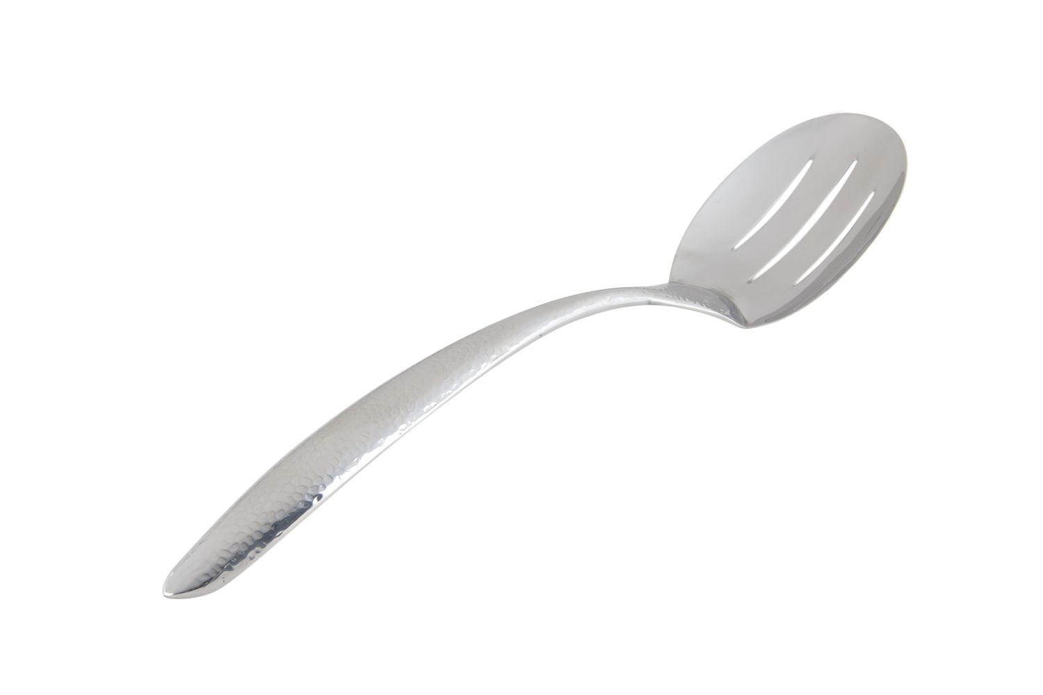 Bon Chef 9458HF EZ Use Banquet Serving Slotted Spoon with Hammered Finish, 13 1/2"