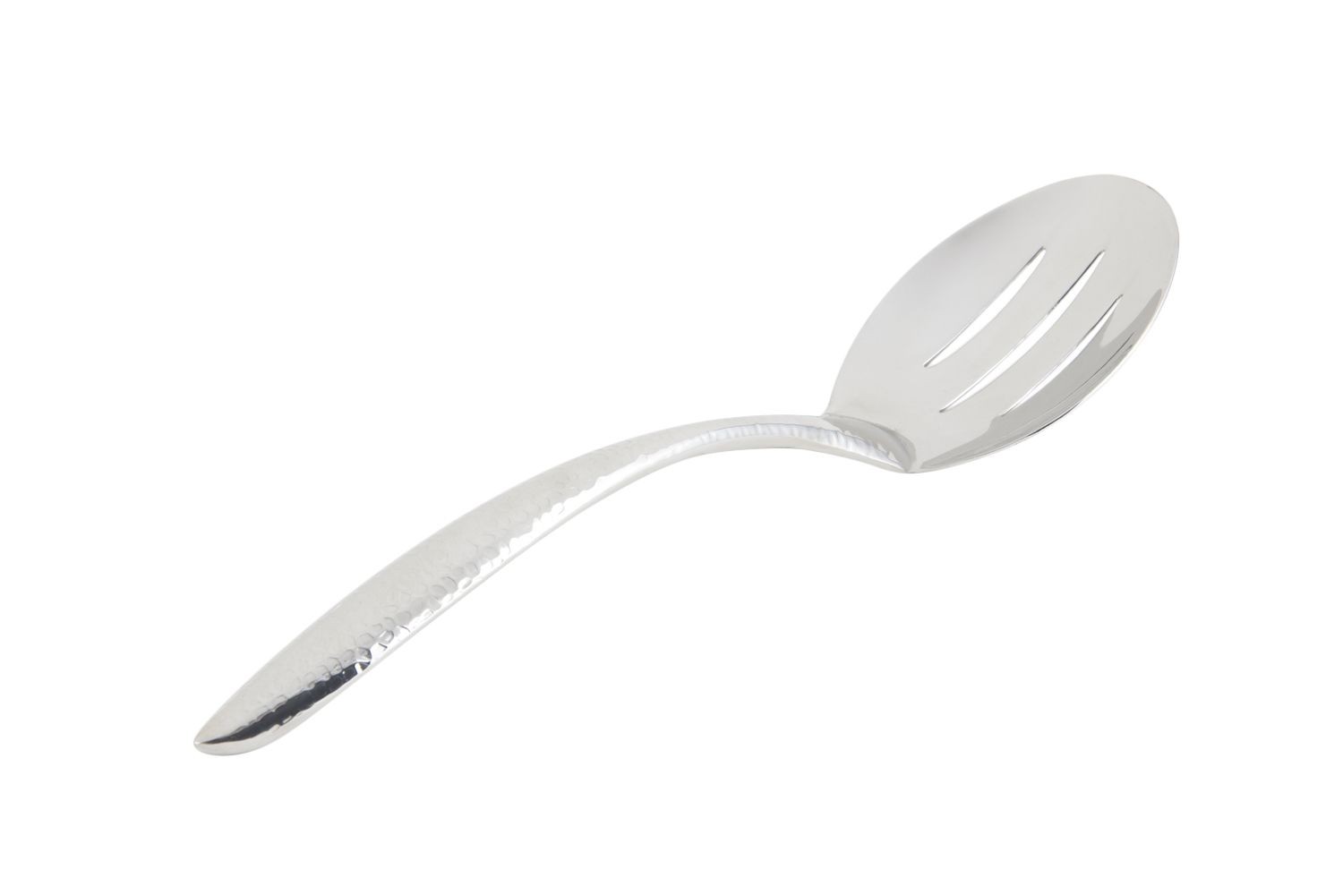 Bon Chef 9464HF EZ Use Banquet Serving Slotted Spoon with Hammered Finish, 9 3/4"