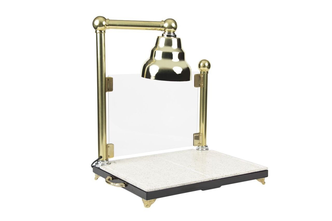 Bon Chef 9697 Carving Station with Sneeze Guard and Heat Lamp, Brass Shade 24" x 18" x 30 1/2"