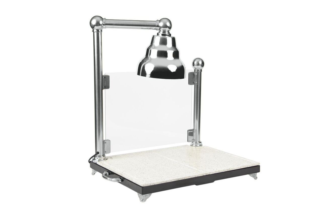 Bon Chef 9697CH Carving Station with Sneeze Guard and Heat Lamp, Chrome Shade 24" x 18" x 30 1/2"