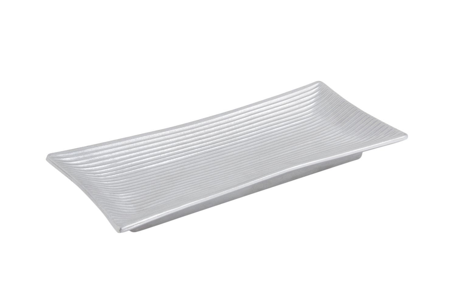 Bon Chef 9921P Footed Ribbed Rectangular Platter, Pewter Glo 6 1/2" x 14", Set of 6