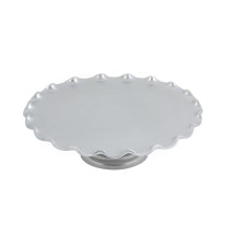 Bon Chef 9934P Scalloped Cake Stand with Pedestal, Pewter Glo 13 1/2&quot; Dia.