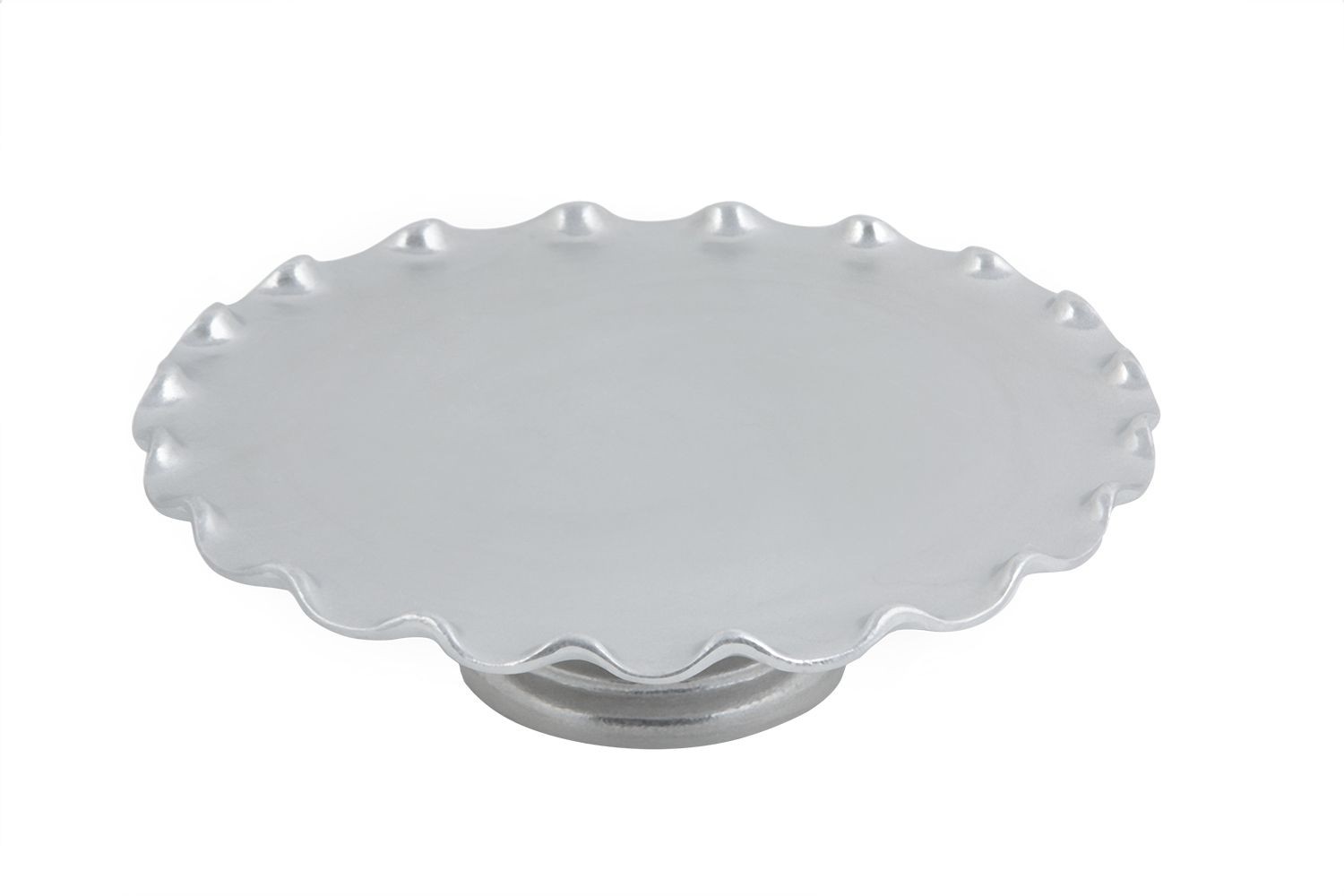 Bon Chef 9934P Scalloped Cake Stand with Pedestal, Pewter Glo 13 1/2" Dia.