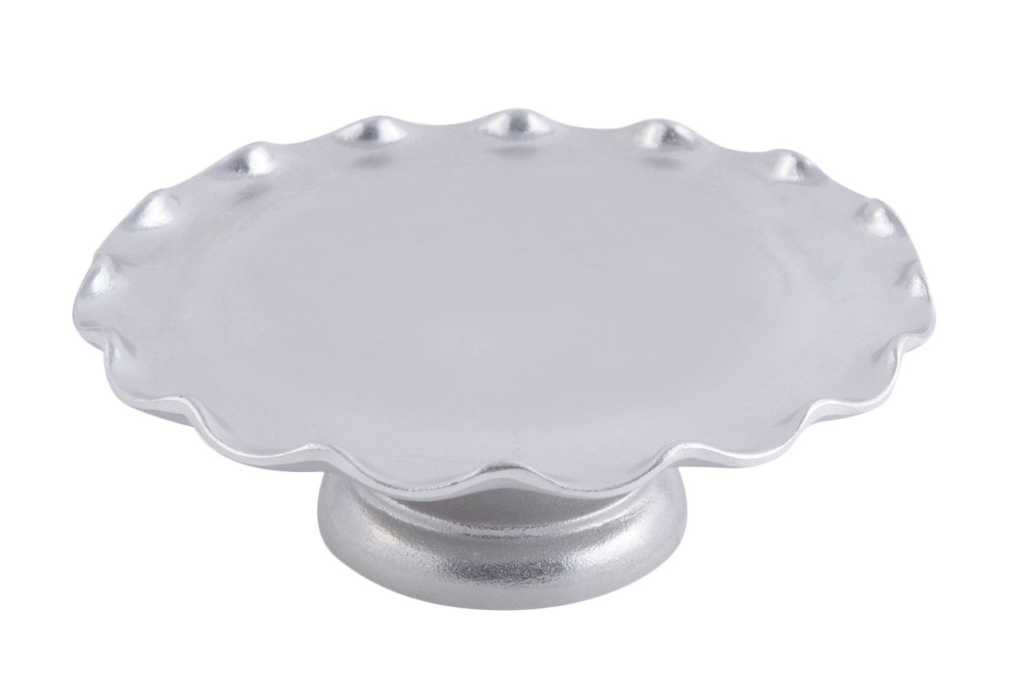 Bon Chef 9935P Scalloped Cake Stand with Pedestal, Pewter Glo 11" Dia.
