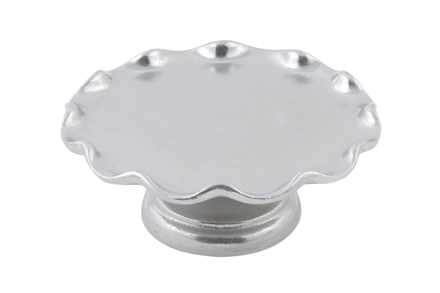 Bon Chef 9937P Scalloped Cake Stand with Pedestal, Pewter Glo 8" Dia.