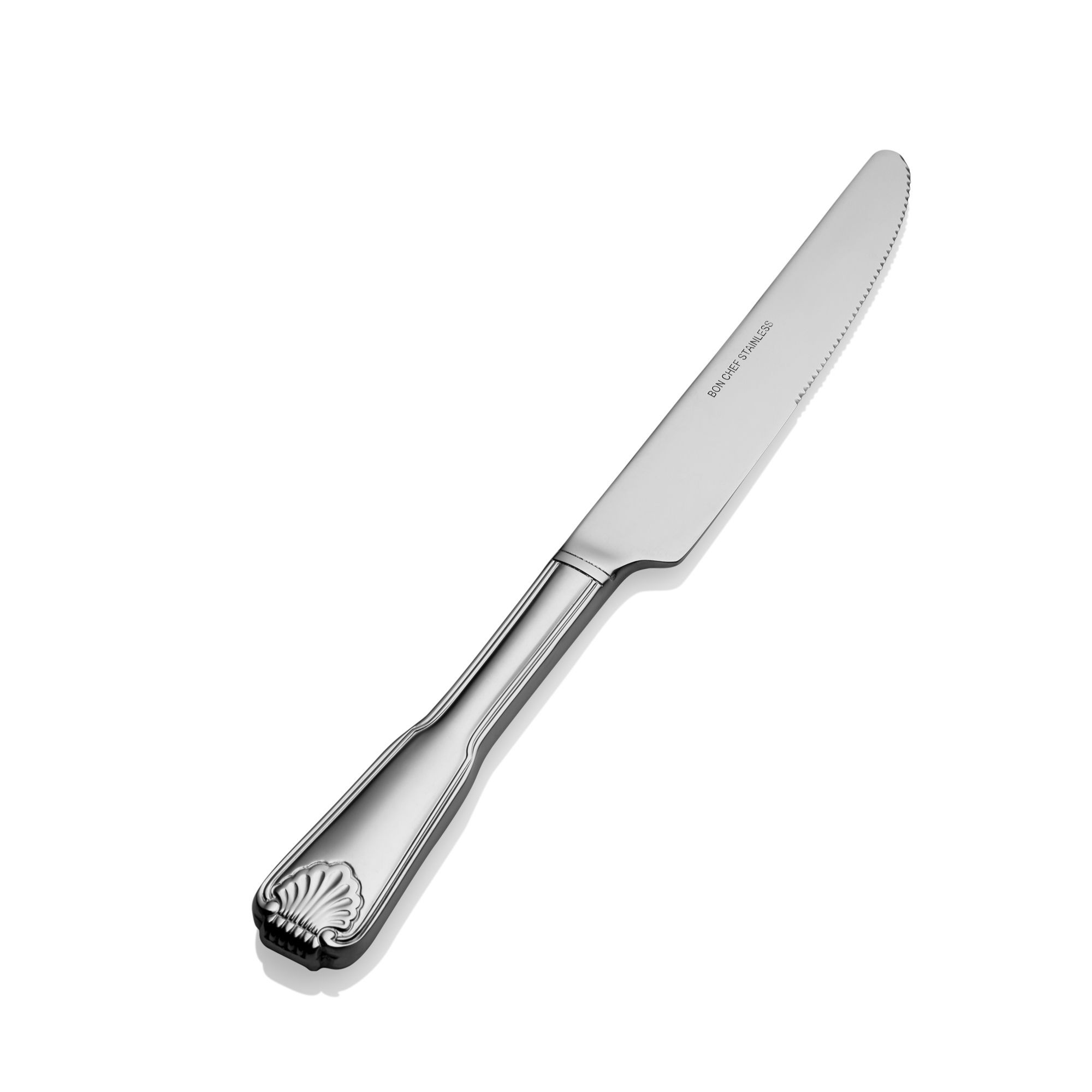 Bon Chef S2012 Shell 18/8 Stainless Steel European Solid Handle Dinner Knife