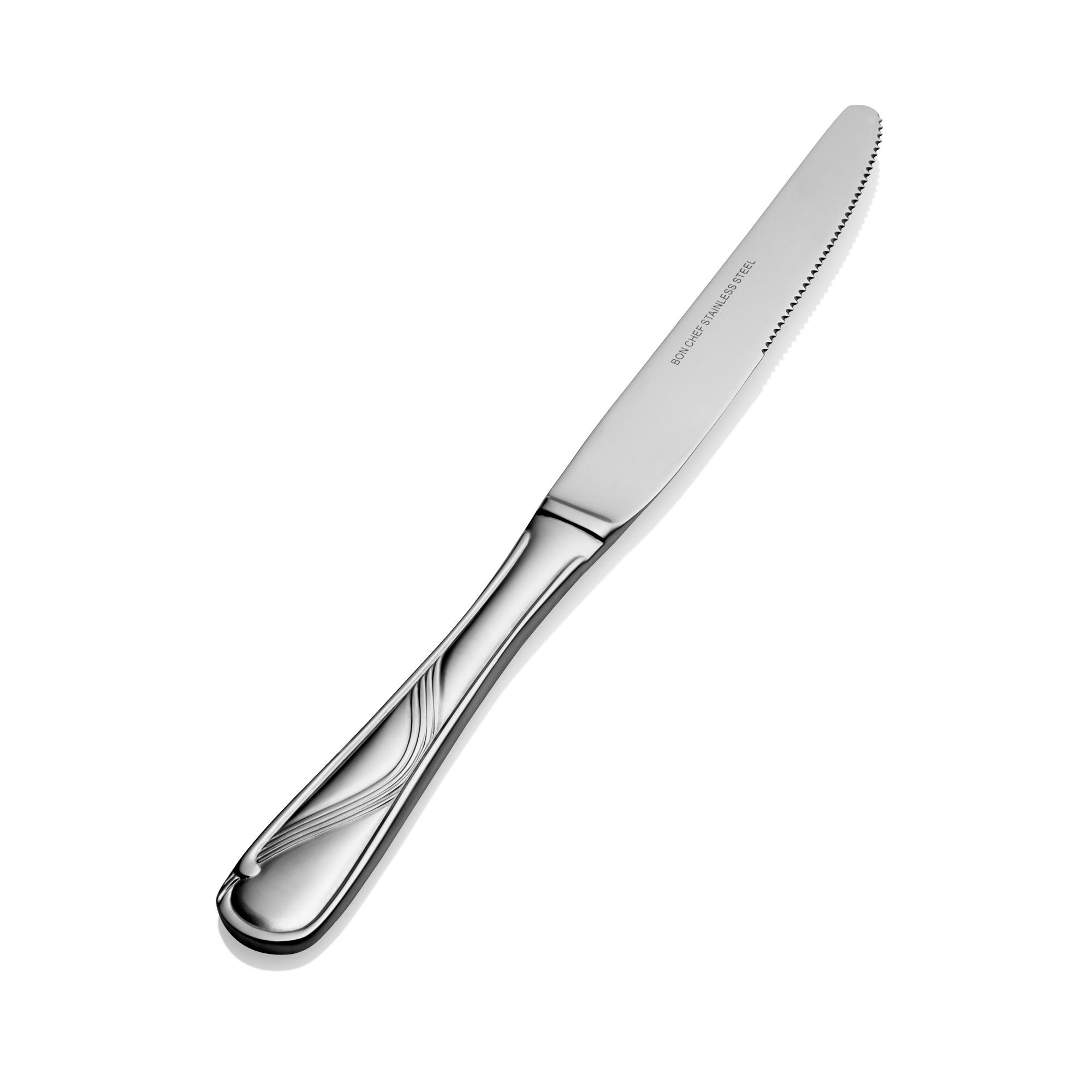 Bon Chef S2212 Wave 18/8 Stainless Steel European Solid Handle Dinner Knife