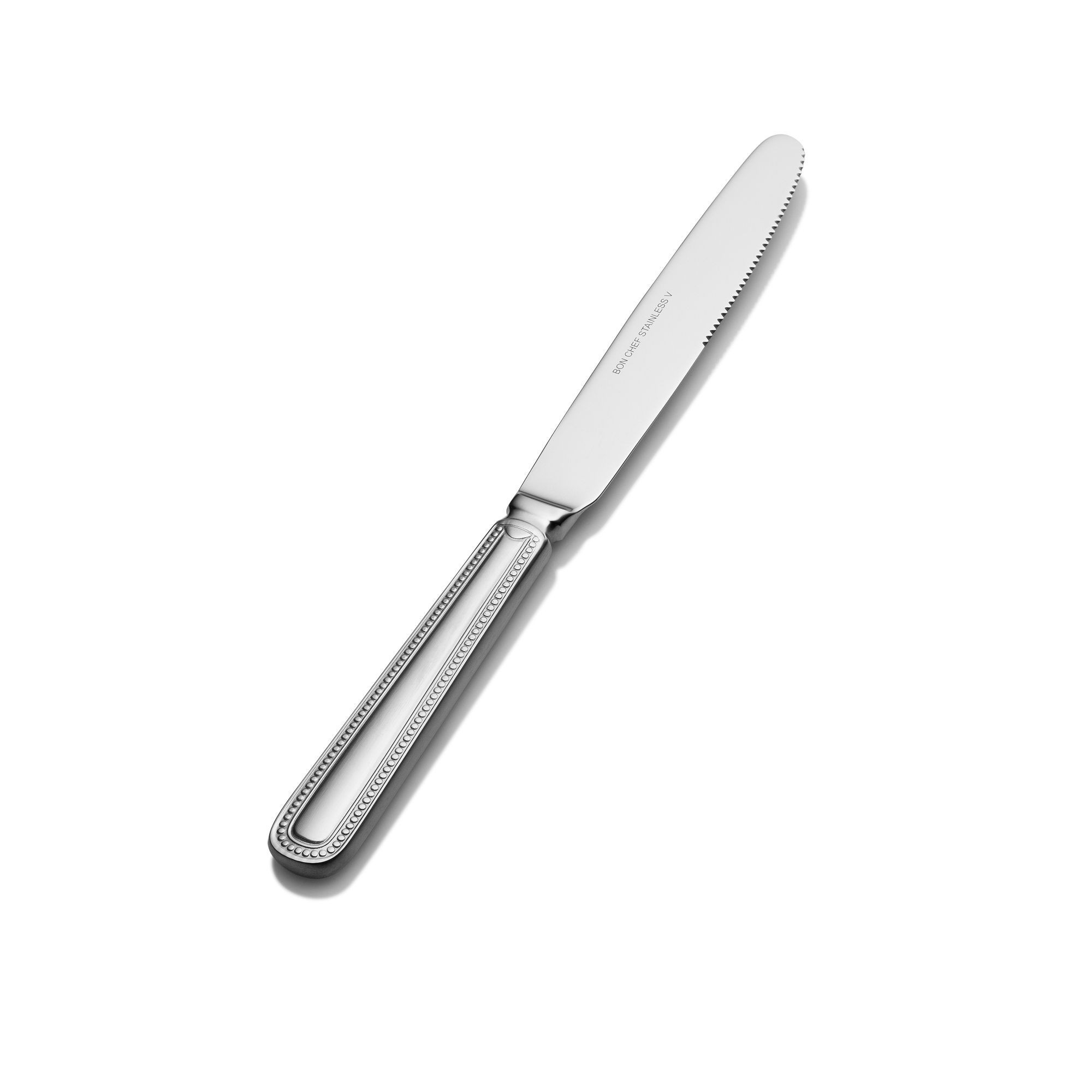 Bon Chef SBS3312S Sombrero Brush Finish 13/0 Stainless Steel  European Solid Handle Dinner Knife