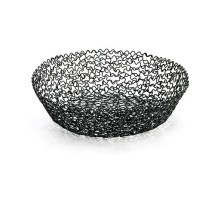 TableCraft BK37508 Boucle Collection Black Round Metal Basket, 8&quot; x 2&quot;