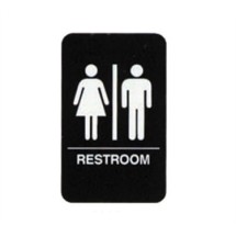 TableCraft 695633 Restroom Braille Sign, White-On-Black 6&quot; x 9&quot; 