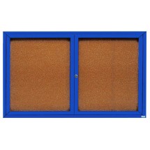 Aarco Products DCC3660RB 2 Door Indoor Enclosed Bulletin Board Cabinet with Blue Powder Coated Aluminum Frame, 60&quot;W x 36&quot;H