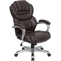 Flash Furniture GO-901-BN-GG Brown Leather Executive Office Chair with Leather Padded Loop Arms