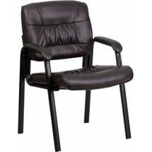 Flash Furniture BT-1404-BN-GG Brown Leather Guest/Reception Chair with Black Frame Finish