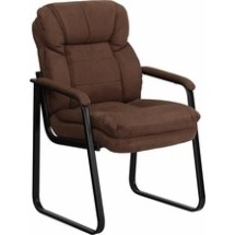 Flash Furniture GO-1156-BN-GG Brown Micro Fiber Executive Side Chair with Sled Base