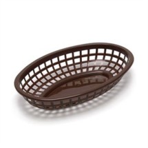 TableCraft 1074BR Brown Classic Plastic Oval Basket 9-3/8&quot; x 6&quot; x 1-7/8&quot;