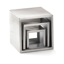 TableCraft RS3 Brushed Stainless Steel Square 3-Tier Riser Set