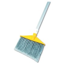 Angled Large Broom, Poly Bristles, 48 7/8&quot; Aluminum Handle, Silver/Gray