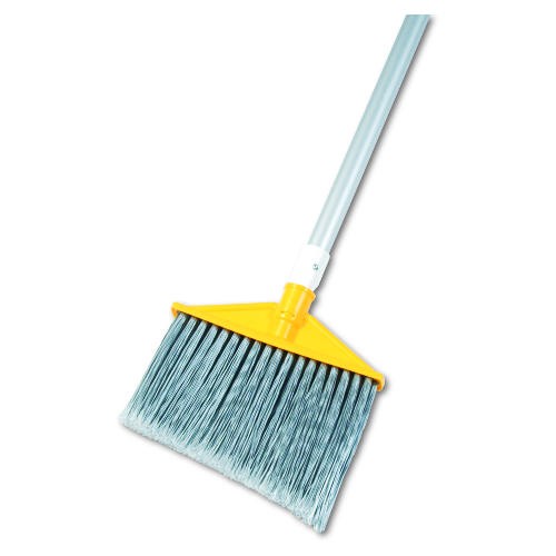 Angled Large Broom, Poly Bristles, 48 7/8" Aluminum Handle, Silver/Gray