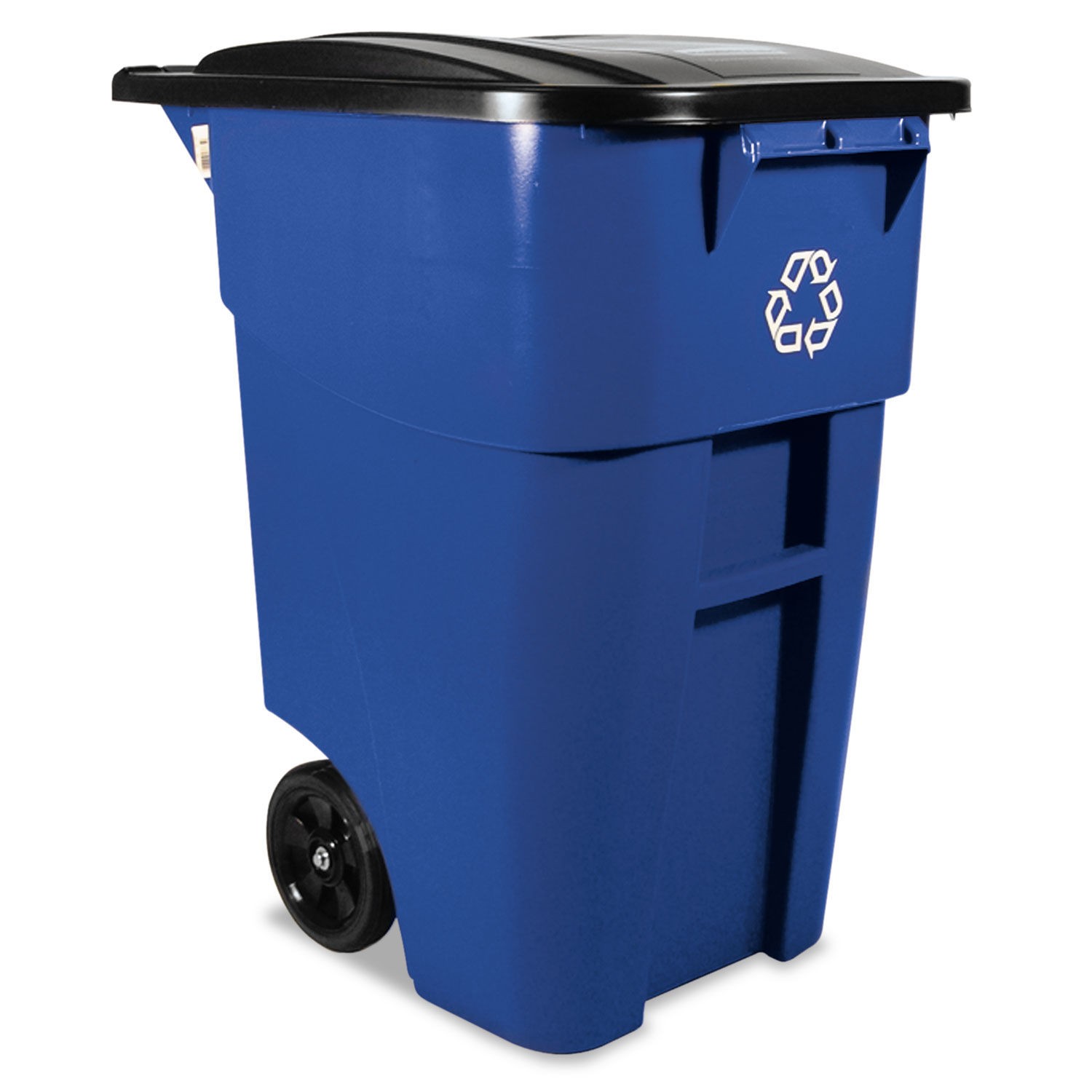 Brute Recycling Square Rollout Container, 50 Gallon, Blue