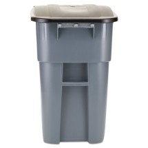 Brute Rollout Square Trash Container, 50 Gallon, Gray
