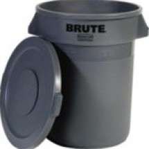 Brute Trash Container with Lid, 32 Gallon, Gray