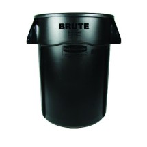 Brute Vented Trash Receptacle, 44 Gallon, Black
