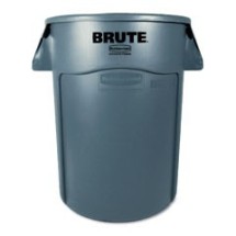 Brute Vented Trash Receptacle, 44 Gallon, Gray