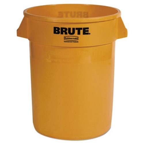 Brute Vented Trash Can, 32 Gallon, Yellow