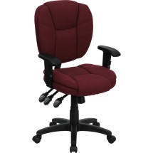 Flash Furniture GO-930F-BY-ARMS-GG Burgundy Fabric Multi Function Task Chair with Arms