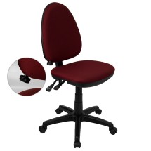 Flash Furniture WL-A654MG-BY-GG Burgundy Fabric Multi-Function Task Chair with Adjustable Lumbar Support
