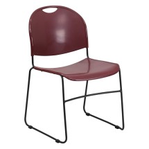 Flash Furniture RUT-188-BY-GG HERCULES Series 880 Lb. Capacity Burgundy Ultra Compact Stack Chair with Black Frame