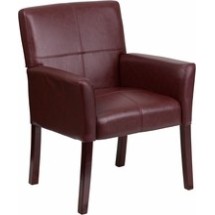 Flash Furniture BT-353-BURG-GG Burgundy Leather Executive Side Chair or Reception Chair with Mahogany Legs