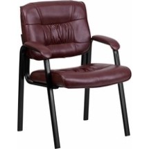 Flash Furniture BT-1404-BURG-GG Burgundy Leather Guest/Reception Chair with Black Frame Finish