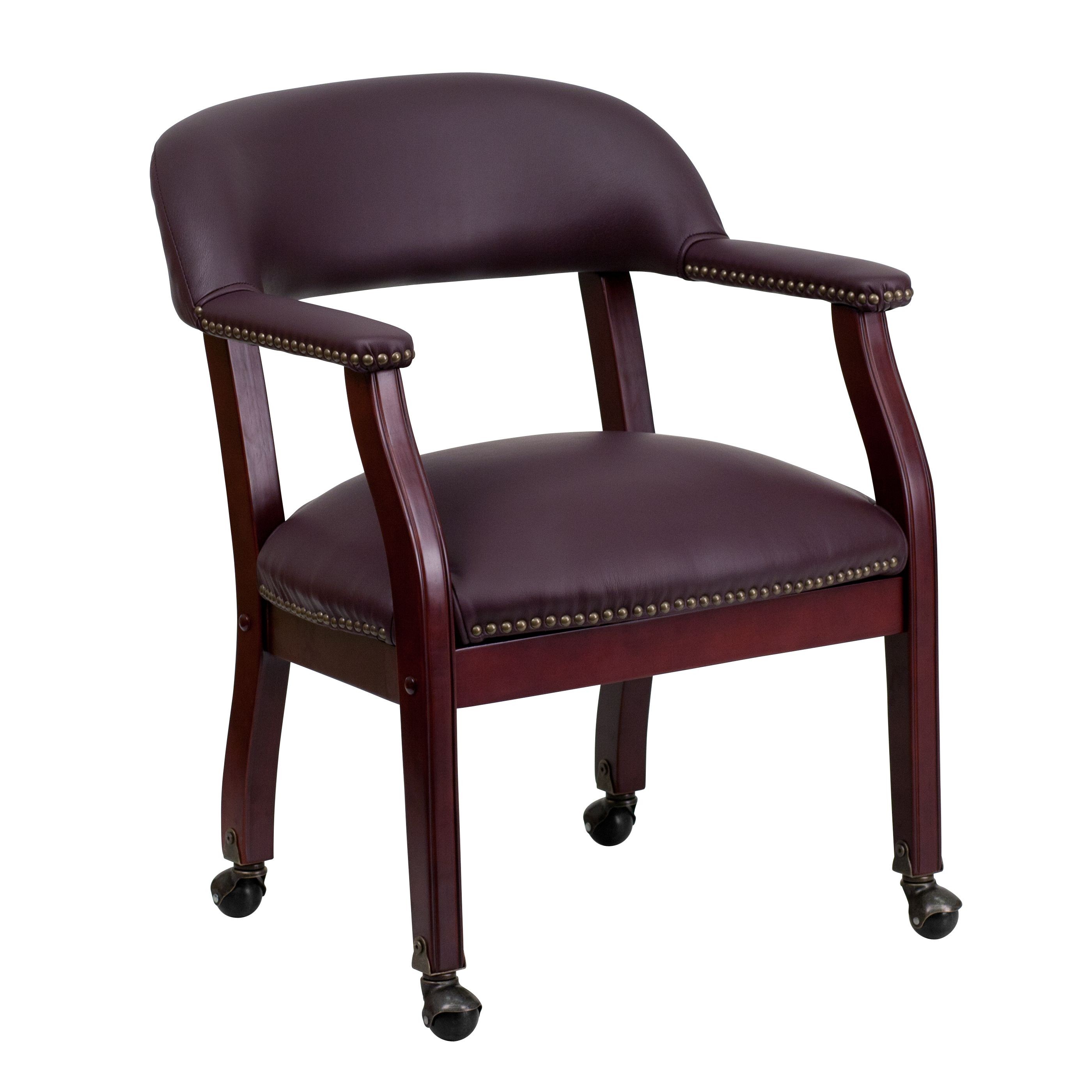 Flash Furniture B-Z100-LF19-LEA-GG Burgundy Leather Luxurious Conference Chair with Casters