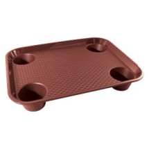 G.E.T. Enterprises FT-20-BU Burgundy Polypropylene 17&quot; x 14&quot; Fast Food Tray with 4-Holders