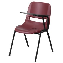 Flash Furniture RUT-EO1-BY-LTAB-GG Burgundy Ergonomic Shell Chair with Left Handed Flip-Up Tablet Arm