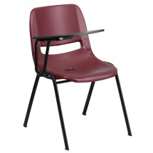Flash Furniture RUT-EO1-BY-RTAB-GG Burgundy Ergonomic Shell Chair with Right Handed Flip-Up Tablet Arm