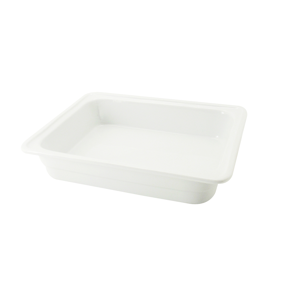 CAC China BF-102 1/2 Super White Porcelain 1/2 Size Rectangular GN Food Pan 12 3/4" - 6 pcs