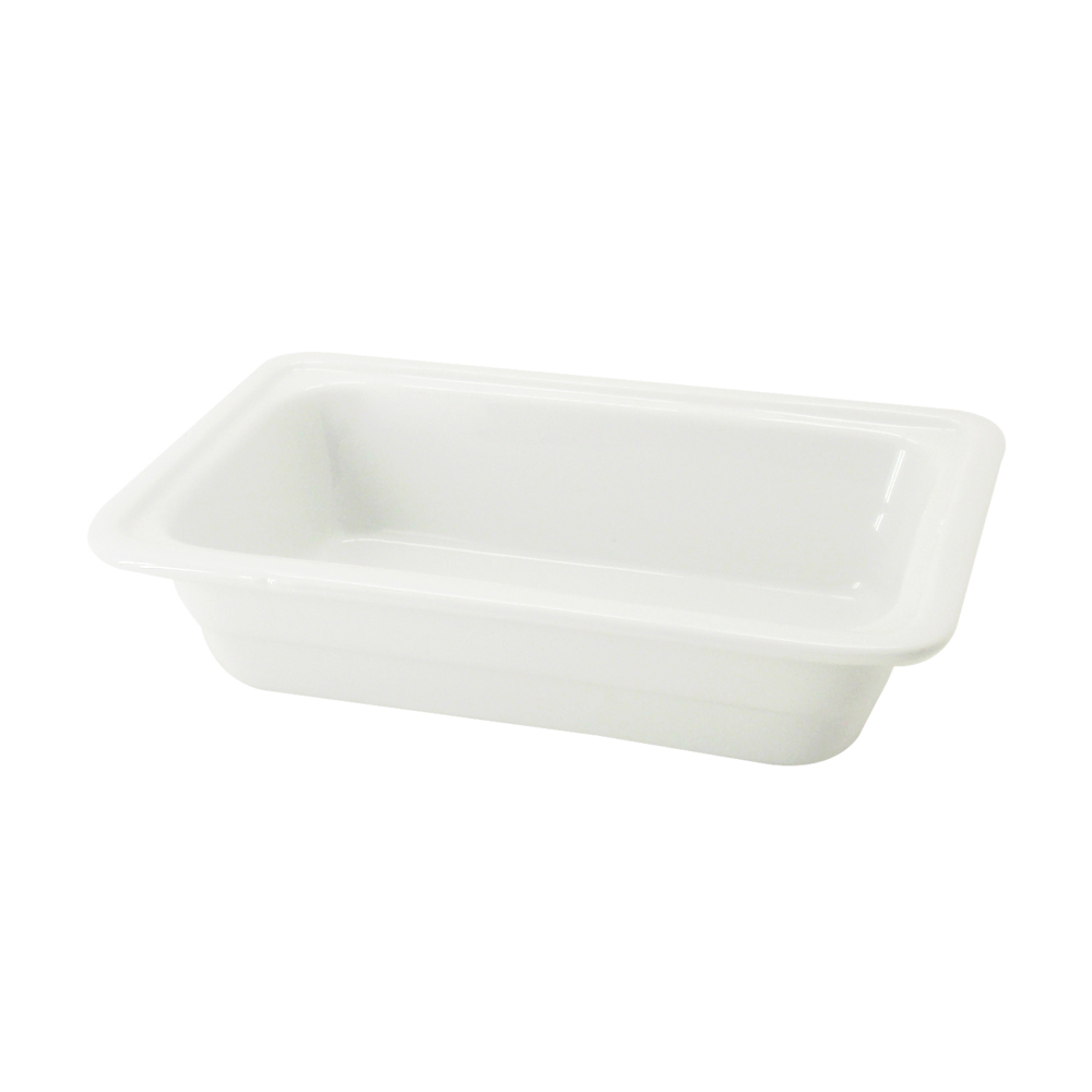 CAC China BF-104 1/4 Size Super White Porcelain Rectangular GN Food Pan 10 3/8" - 12 pcs