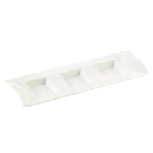 CAC China CN-3T10 3 Compartment Super White Porcelain Rectangular Tasting Tray 0.5 oz. x 3 10 1/8" - 2 dozen